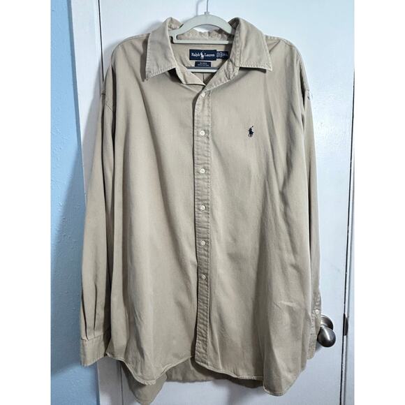 Ralph Lauren Chore Shirt XXL Khaki Preppy Minimalist Workwear Farmer Cowboy - Picture 1 of 8